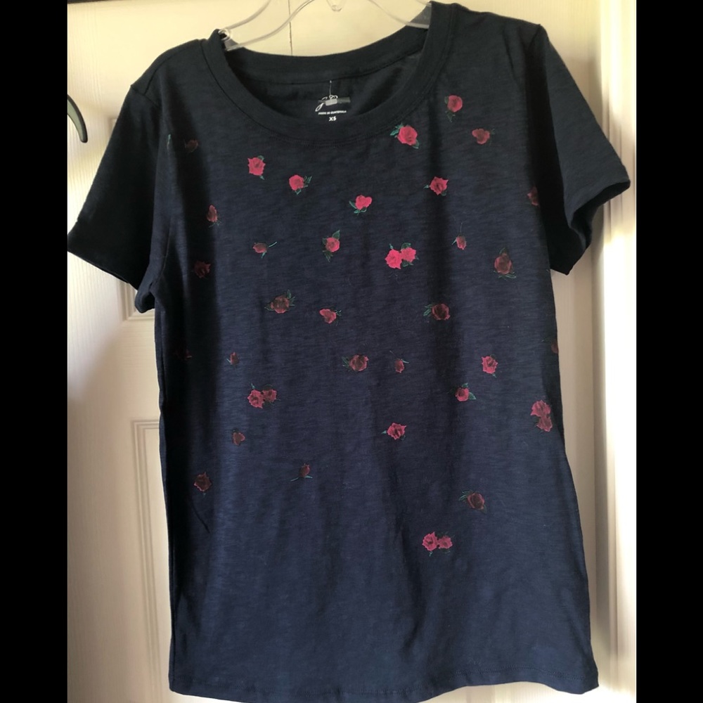 NWOT J.Crew Rose Print Tee